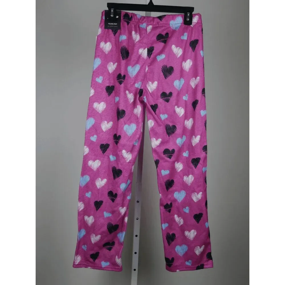 Brooklyn Cloth Girls Heart Print Lounge Pajama Pants Pink Design XL 18/20